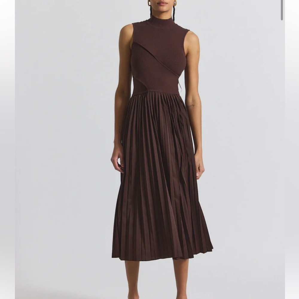 Derek Lam 10 Crosby Maizie Mock Neck Pleated Sweater Dress Size Medium NWT